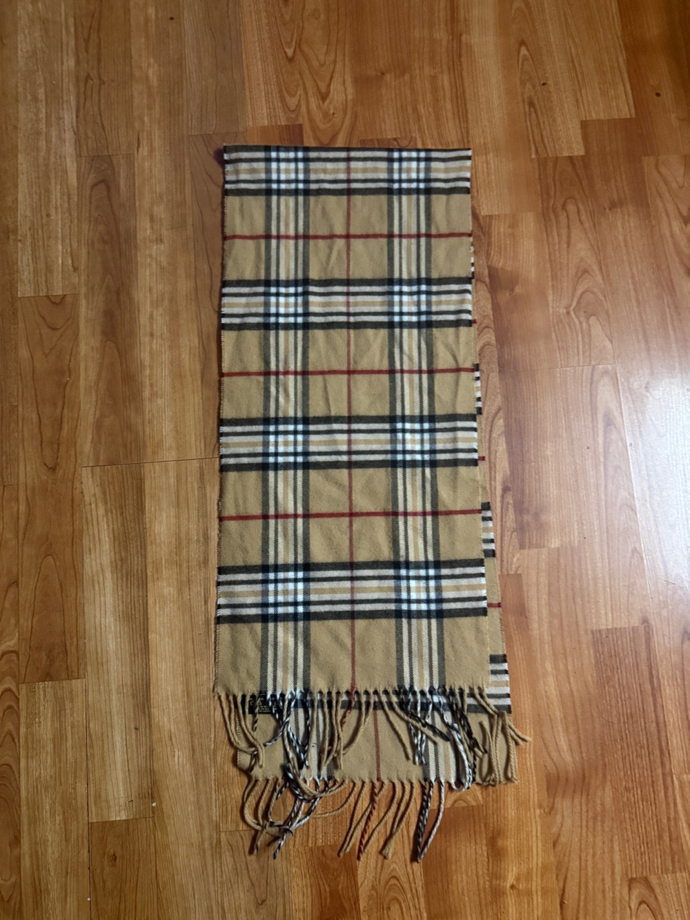 V. FRAAS Tan Plaid Men's Scarf with Black, White & Red Accents